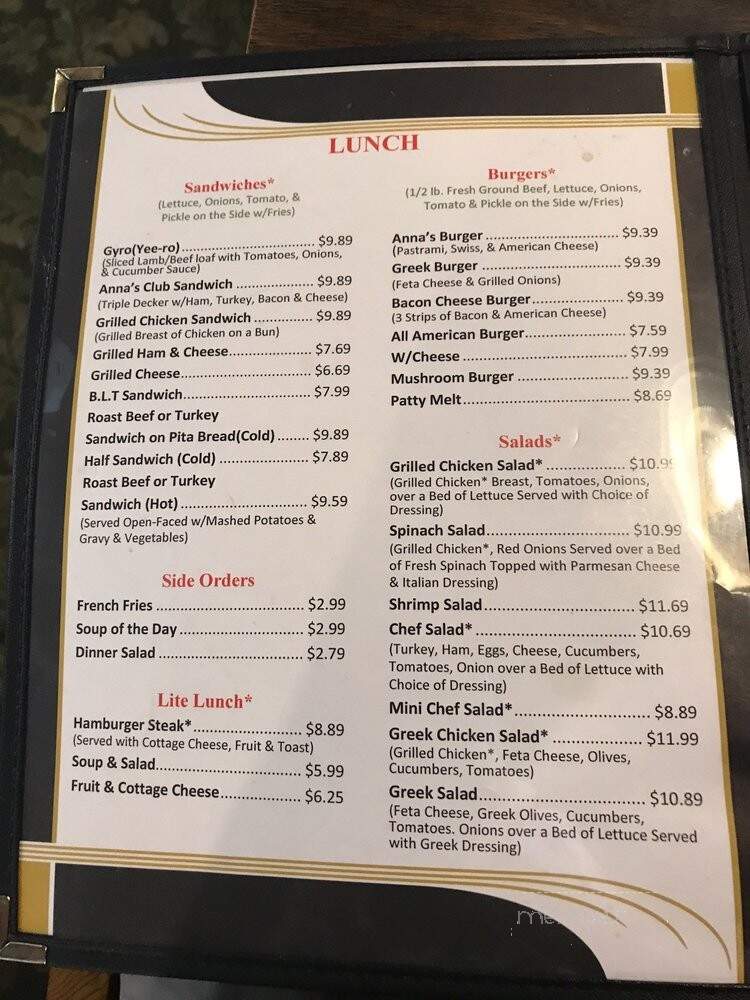 Anna's Restraunt - Salt Lake City, UT menu_pic