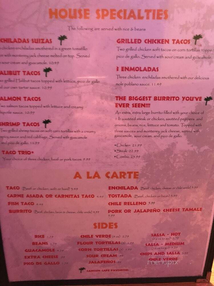 Cancun Cafe - Salt Lake City, UT menu_pic