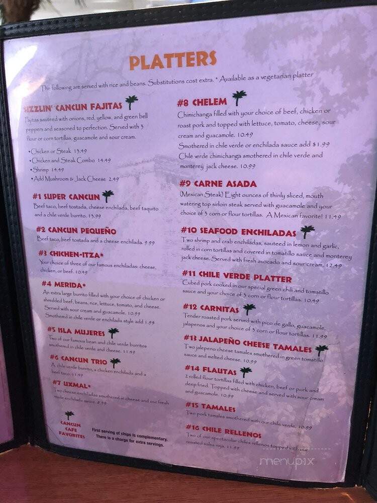 Cancun Cafe - Salt Lake City, UT menu_pic
