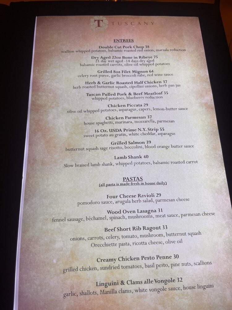 Tuscany - Salt Lake City, UT menu_pic