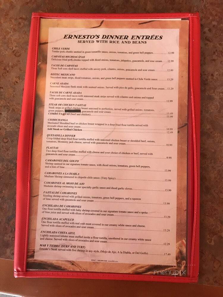 Ernesto's - St George, UT menu_pic