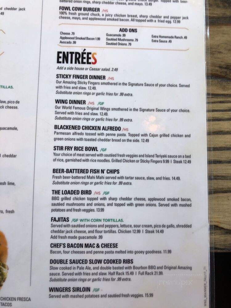 Winger's Diner - St George, UT menu_pic