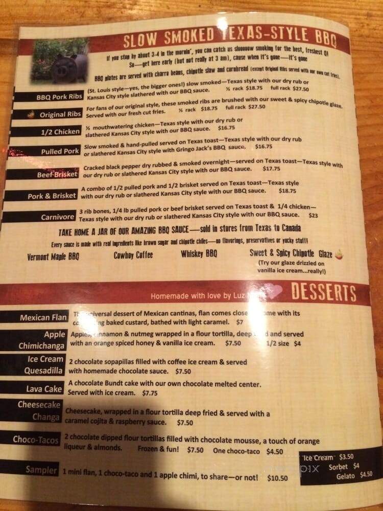 Candeleros Southwestern Grill - Manchester Center, VT menu_pic