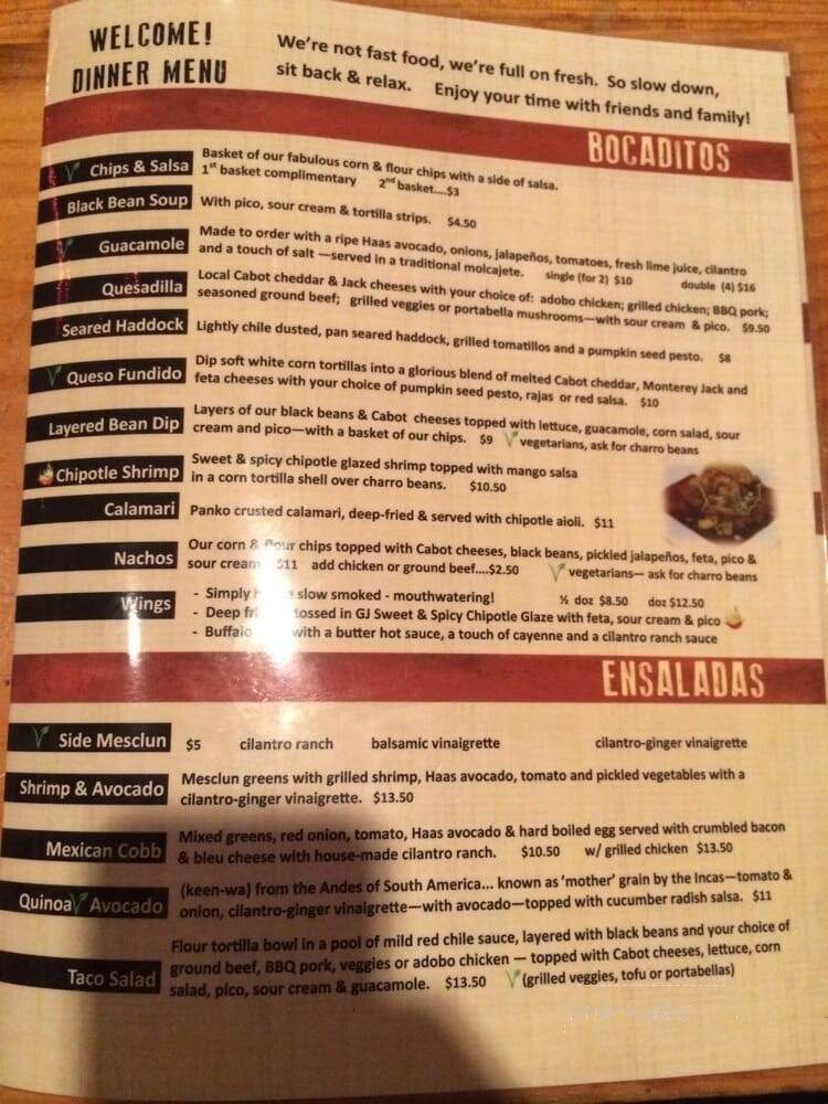 Candeleros Southwestern Grill - Manchester Center, VT menu_pic