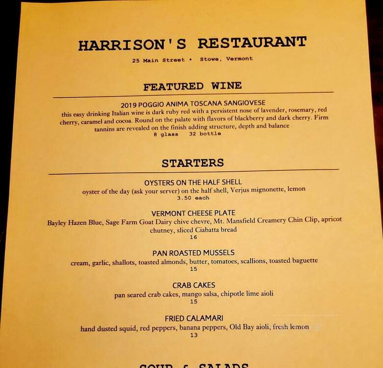 Harrison's At The Stowe Inn - Stowe, VT