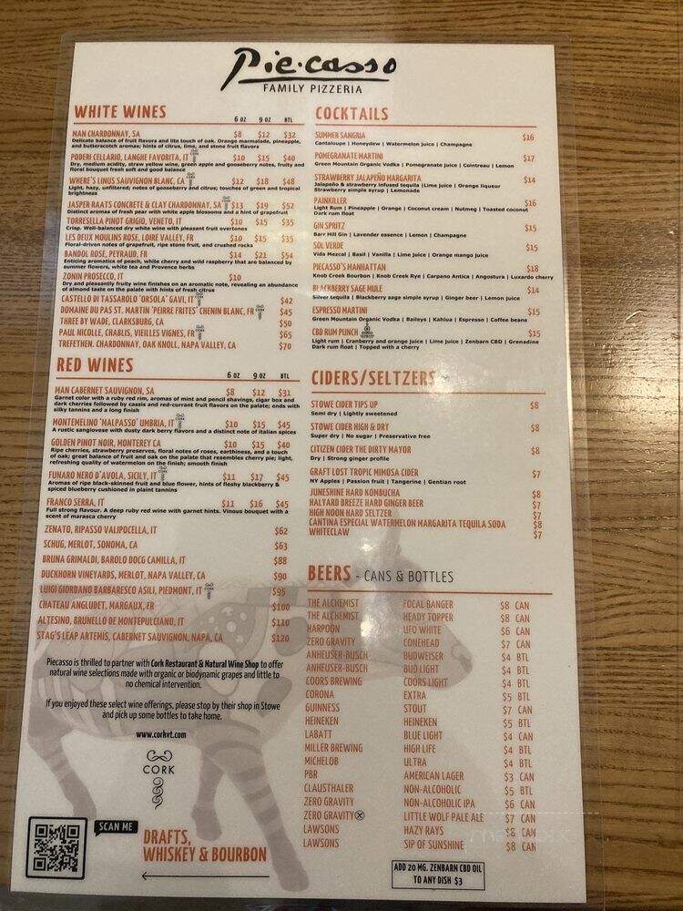 Pie-Casso New York Style Pizza - Stowe, VT menu_pic