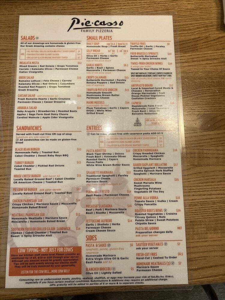Pie-Casso New York Style Pizza - Stowe, VT menu_pic