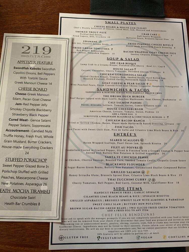 219 Restaurant - Norfolk, VA menu_pic
