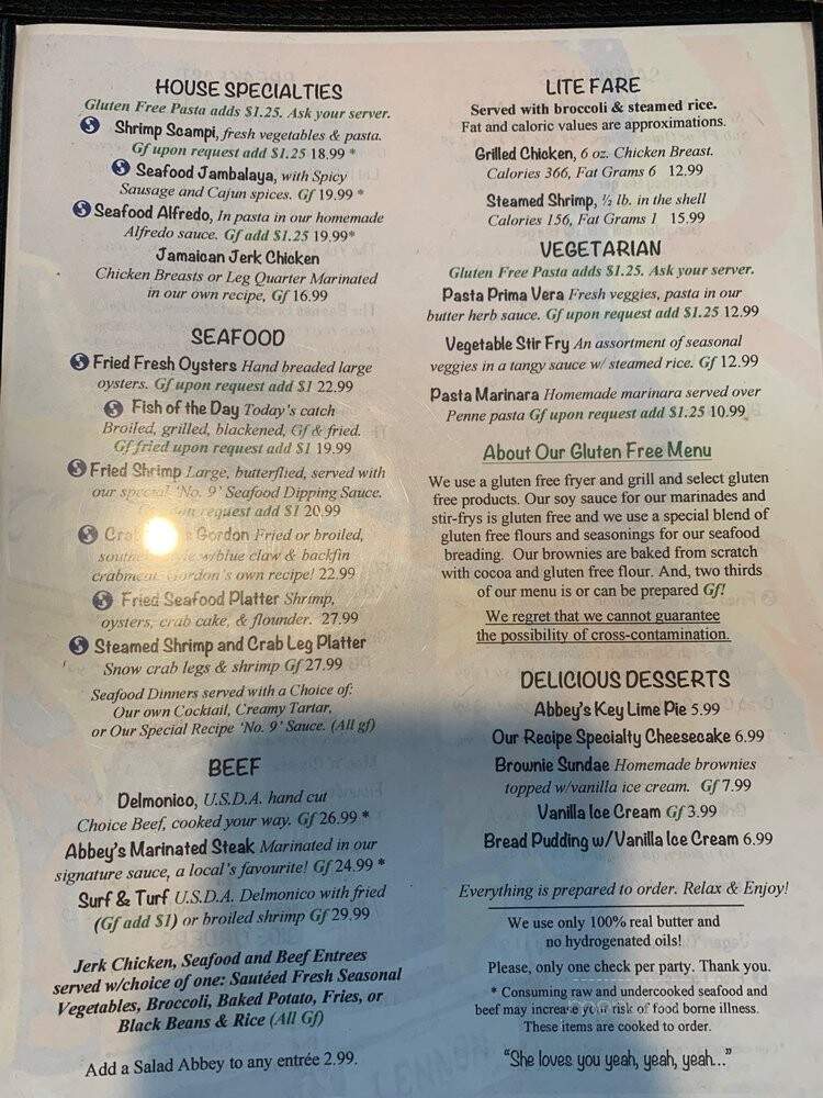 Abbey Road Restaurant - Virginia Beach, VA menu_pic