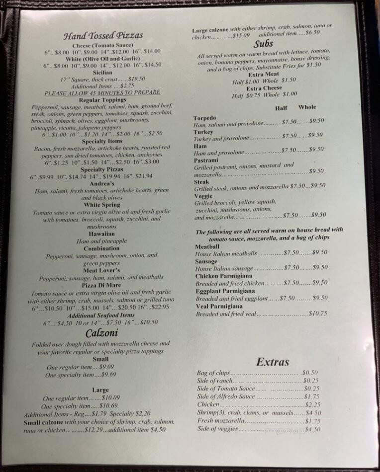 Andrea's Italian Restaurant - Tabb, VA menu_pic