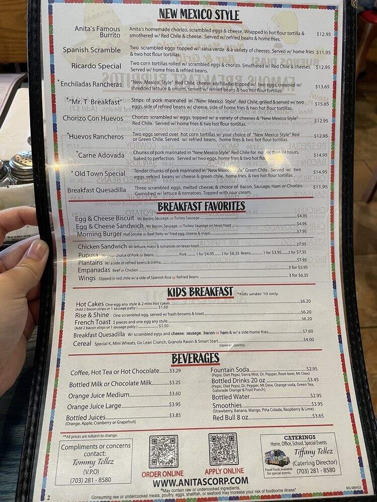 Anita's New Mexico Style - Chantilly, VA menu_pic