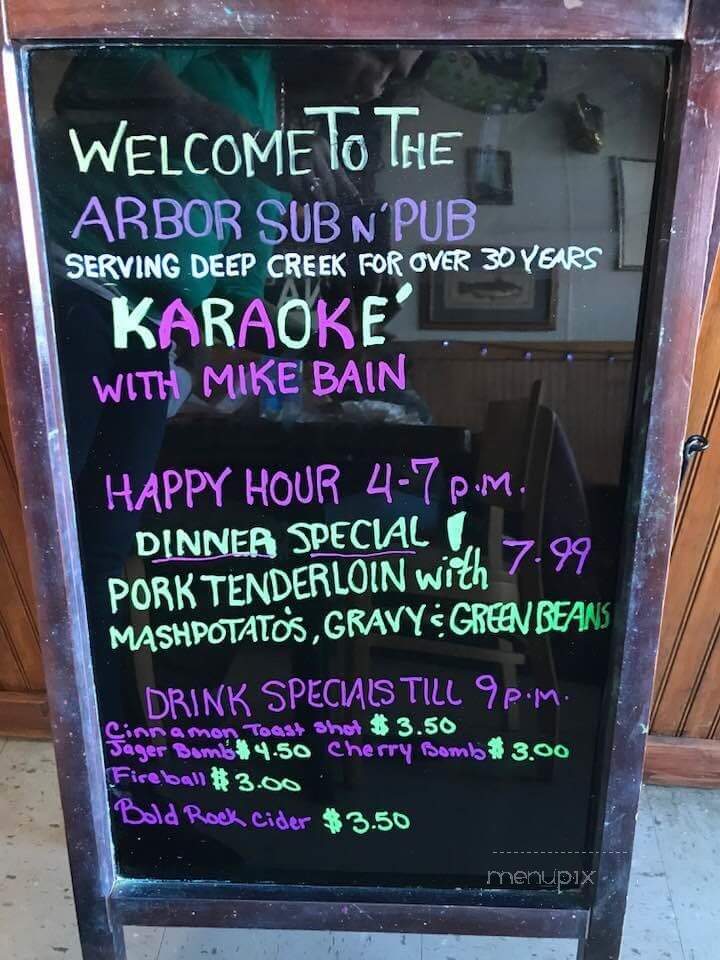 Arbor Sub & Pub - Chesapeake, VA menu_pic