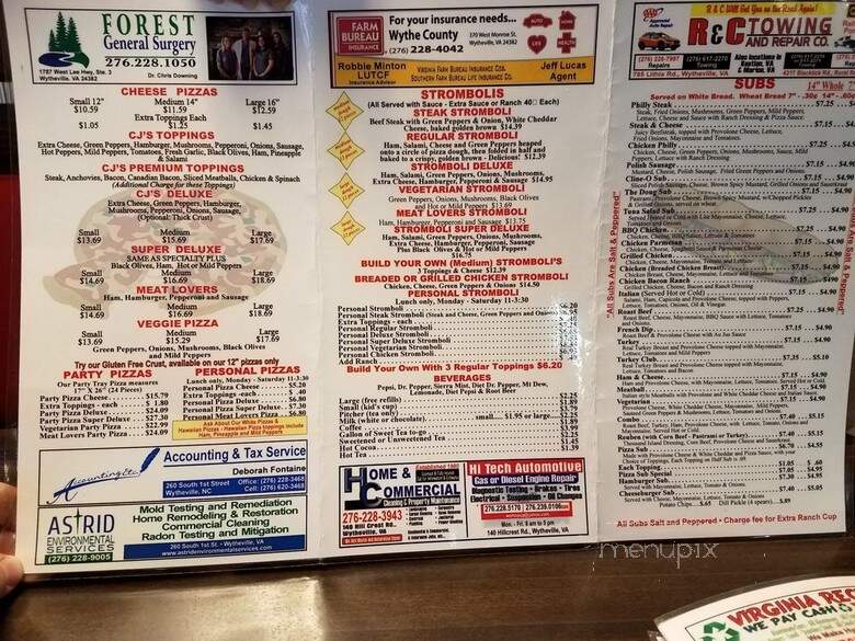 C J's Pizza - Wytheville, VA menu_pic