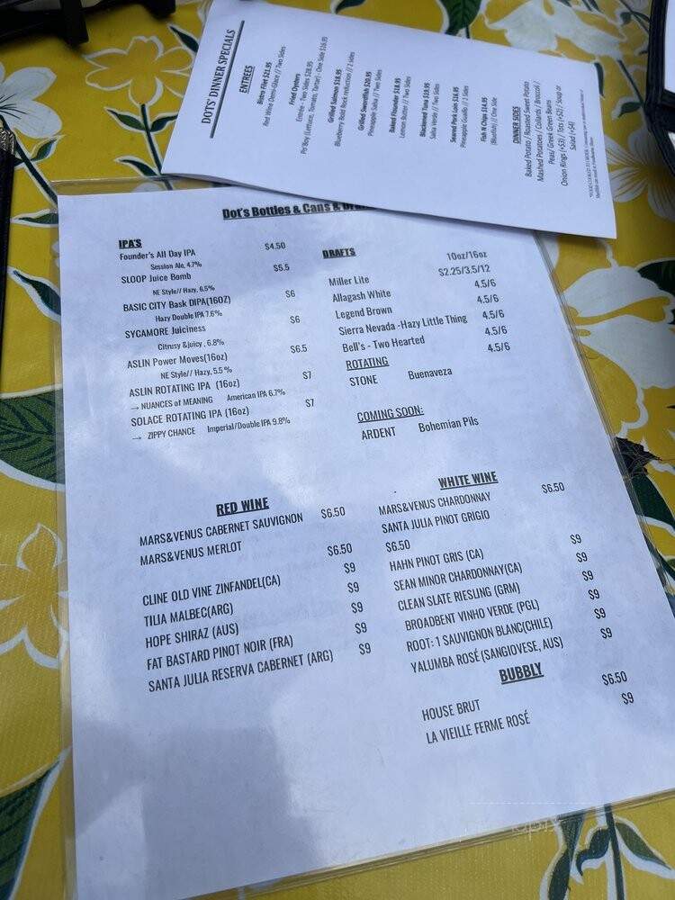 Dot's Back Inn - Richmond, VA menu_pic