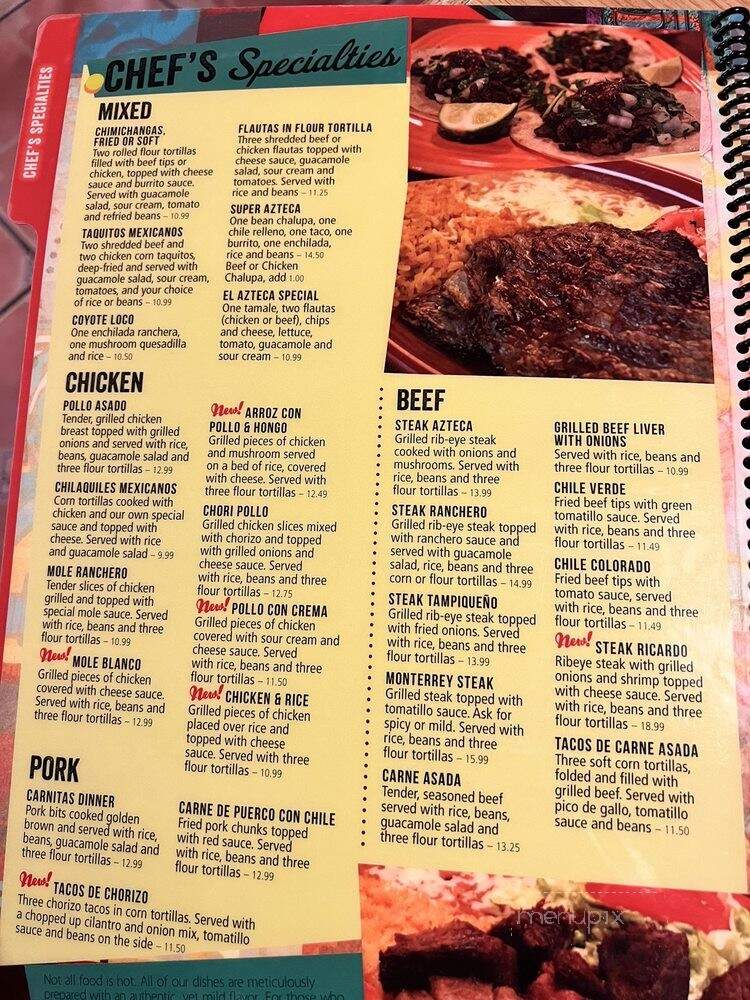 El Azteca Mexican Restaurant - Hampton, VA menu_pic
