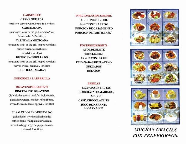 El Rinconcito Del Sabor - Sterling, VA menu_pic