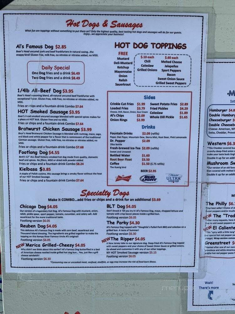 Famous Uncle Al's - Virginia Beach, VA menu_pic