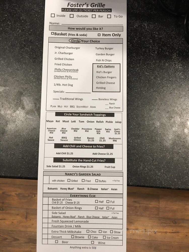 Foster's Grille - Warrenton, VA menu_pic