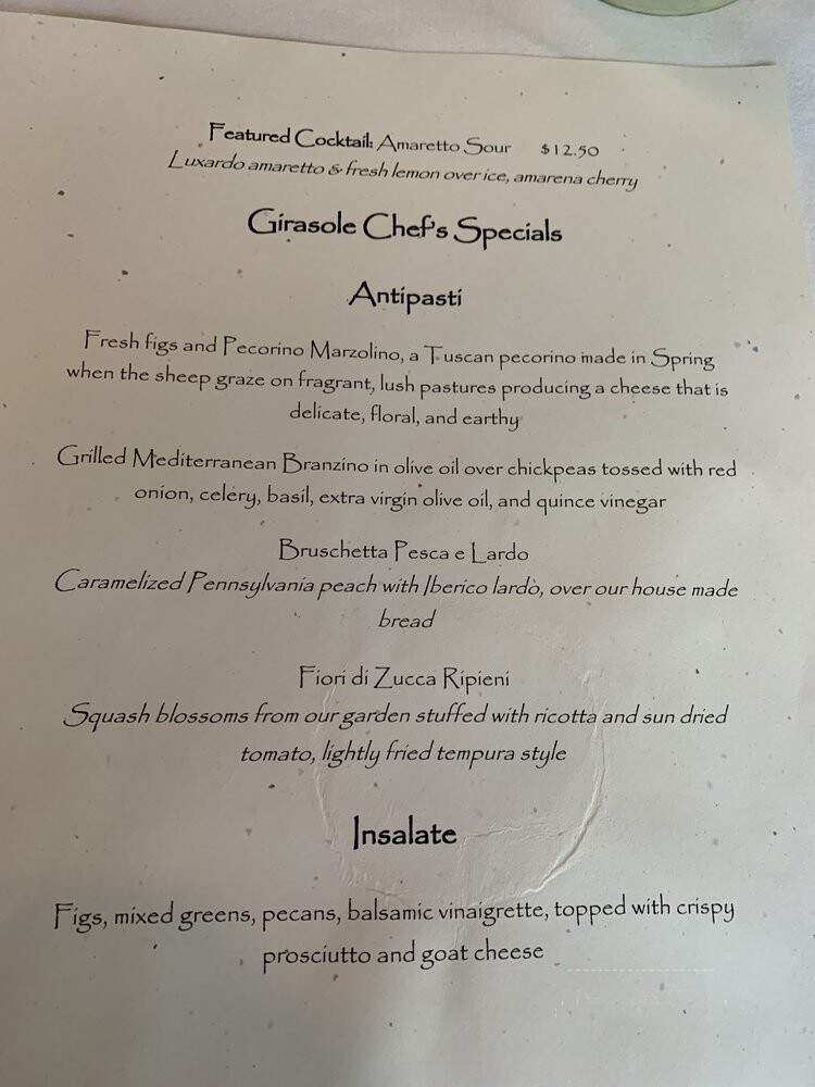 Girasole - The Plains, VA menu_pic