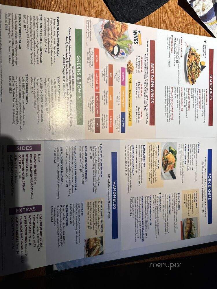 Glory Days Grill - Lorton, VA menu_pic