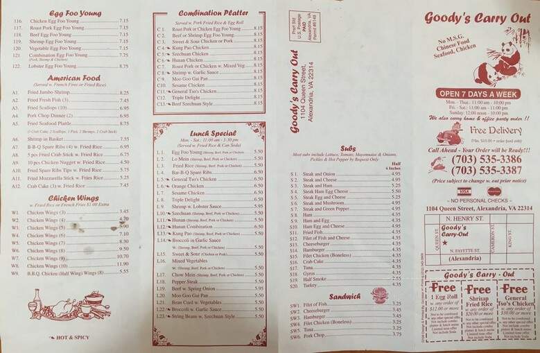 Goody's Carryout - Alexandria, VA menu_pic