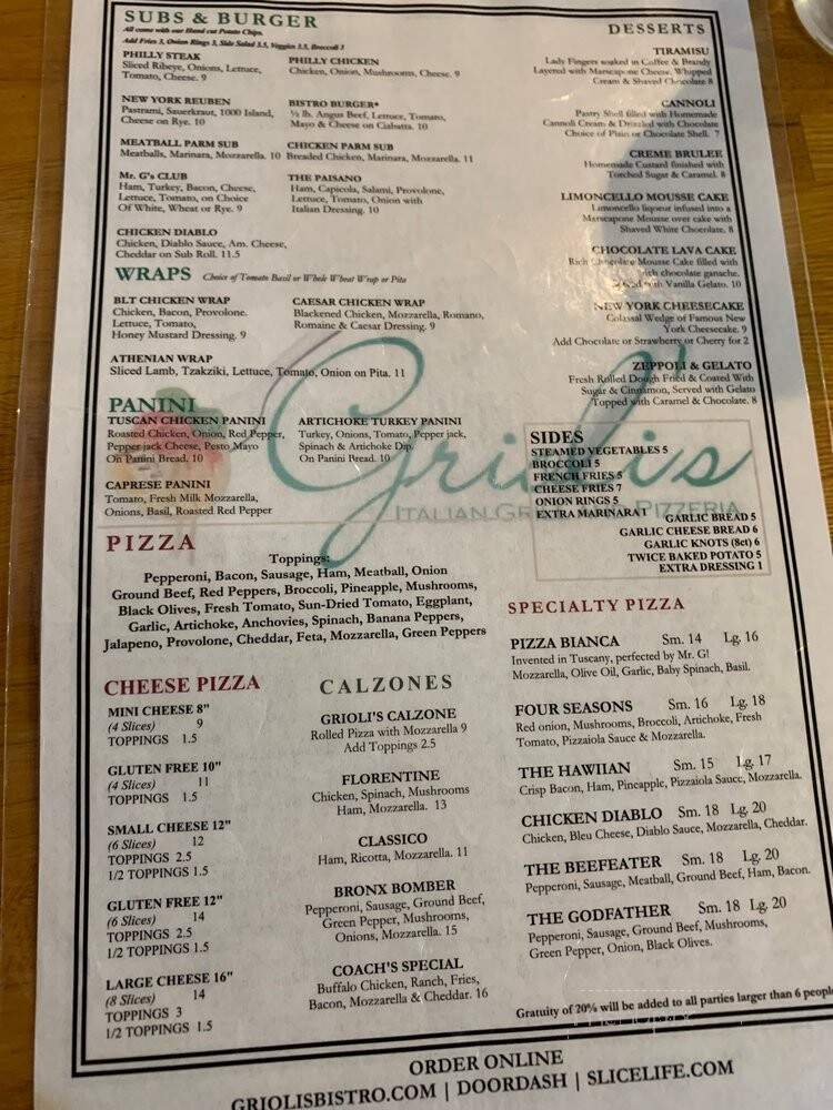 Grioli's Italian Bistro & Pzzr - Bealeton, VA