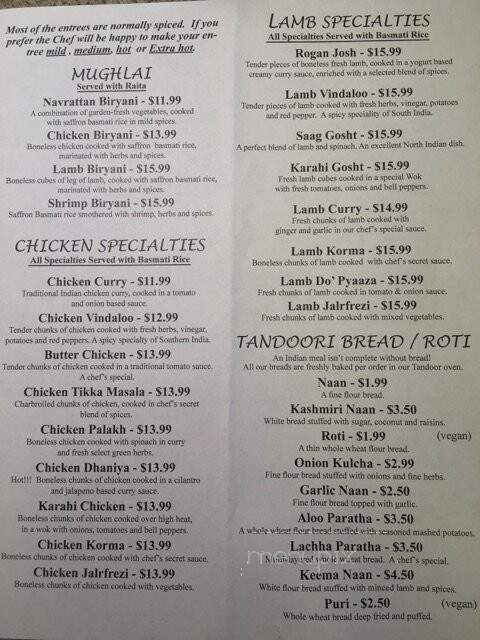 Guru's Indian Cuisine - Fredericksburg, VA menu_pic
