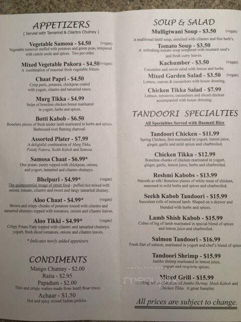 Guru's Indian Cuisine - Fredericksburg, VA menu_pic