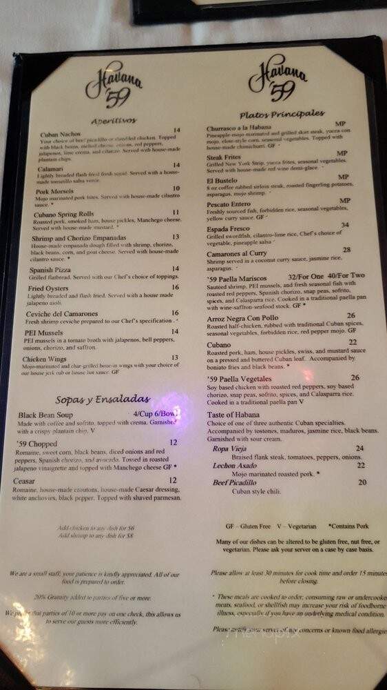 Havana 59 - Richmond, VA menu_pic