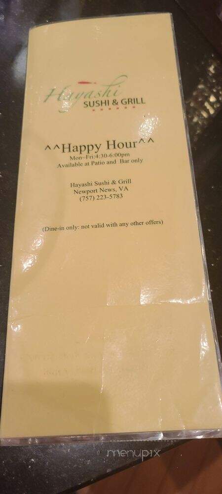 Hayashi Sushi & Grill - Newport News, VA menu_pic