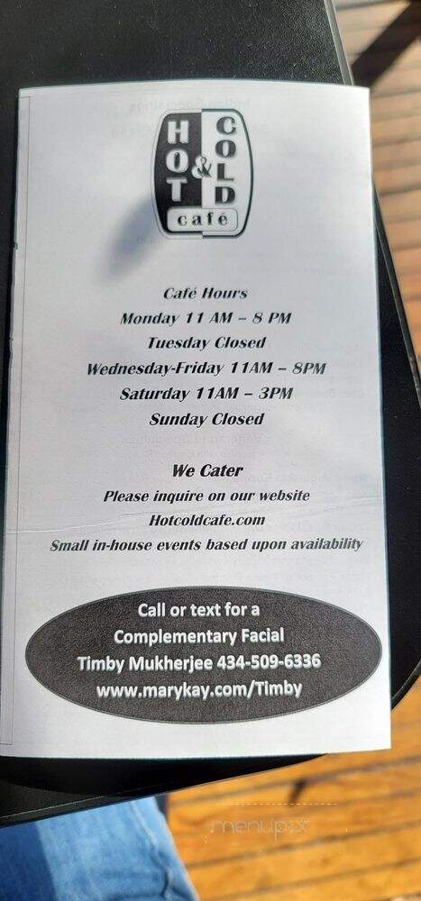 Hot & Cold Restaurant - Lynchburg, VA menu_pic