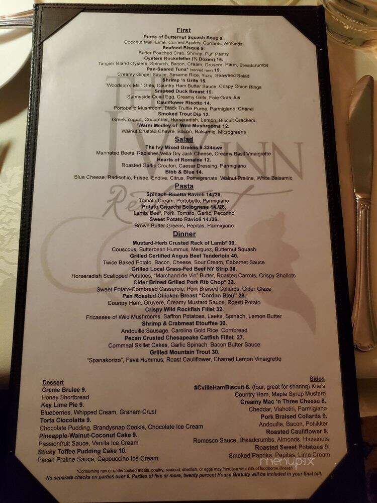 Ivy Inn Restaurant - Charlottesville, VA menu_pic