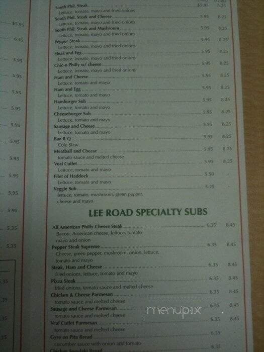 Lee Road Deli - Chantilly, VA menu_pic