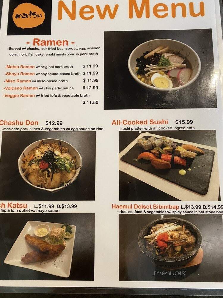 Matsu Sushi Restaurant - Centreville, VA menu_pic