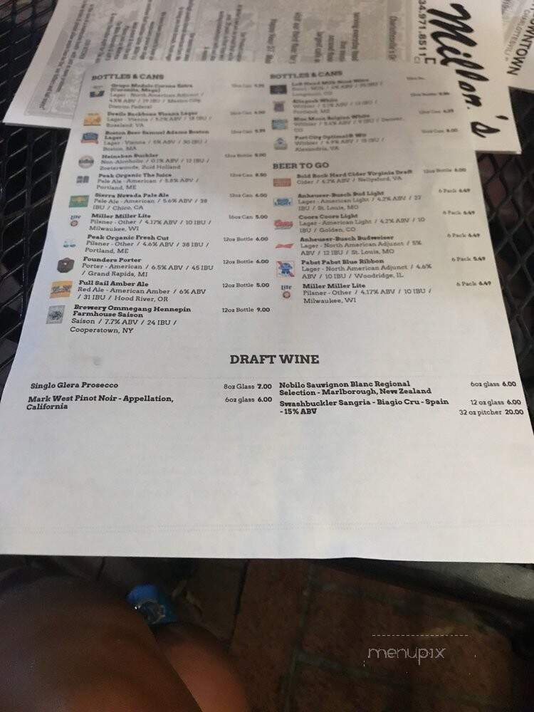 Miller's - Charlottesville, VA menu_pic