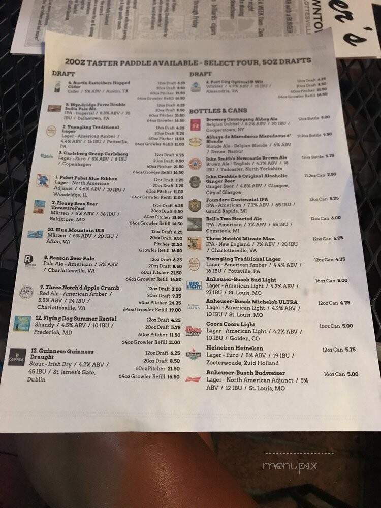 Miller's - Charlottesville, VA menu_pic