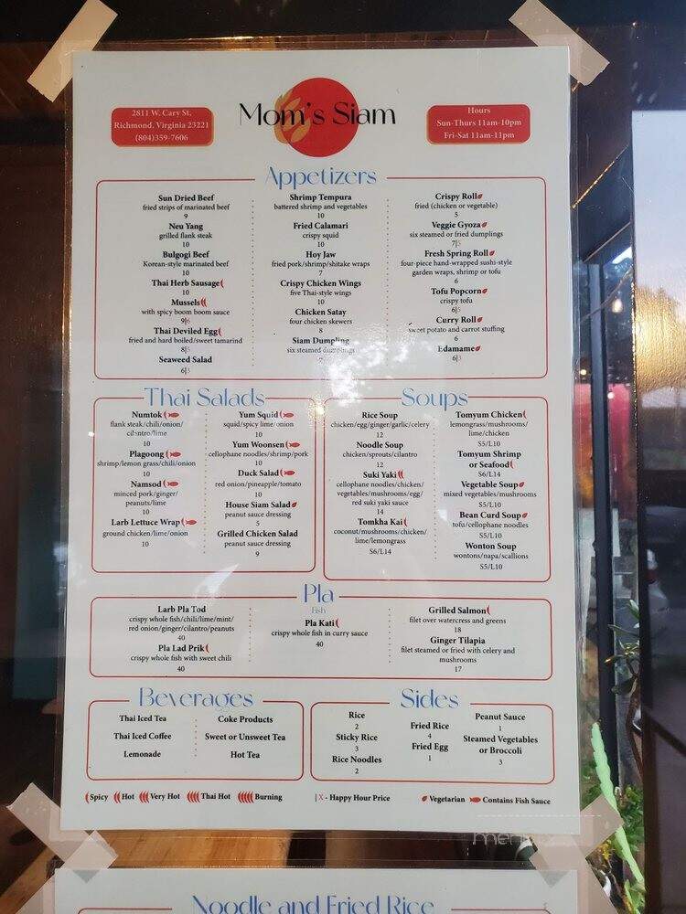 Mom Siam Authentic Thai - Richmond, VA menu_pic