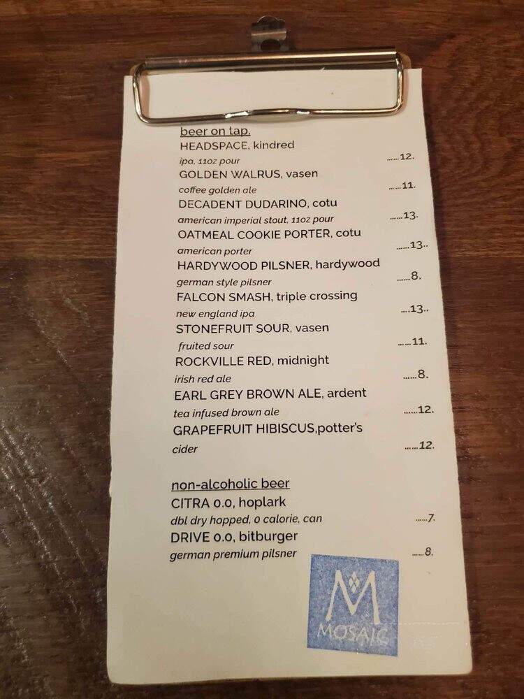 Mosaic Cafe - Richmond, VA menu_pic