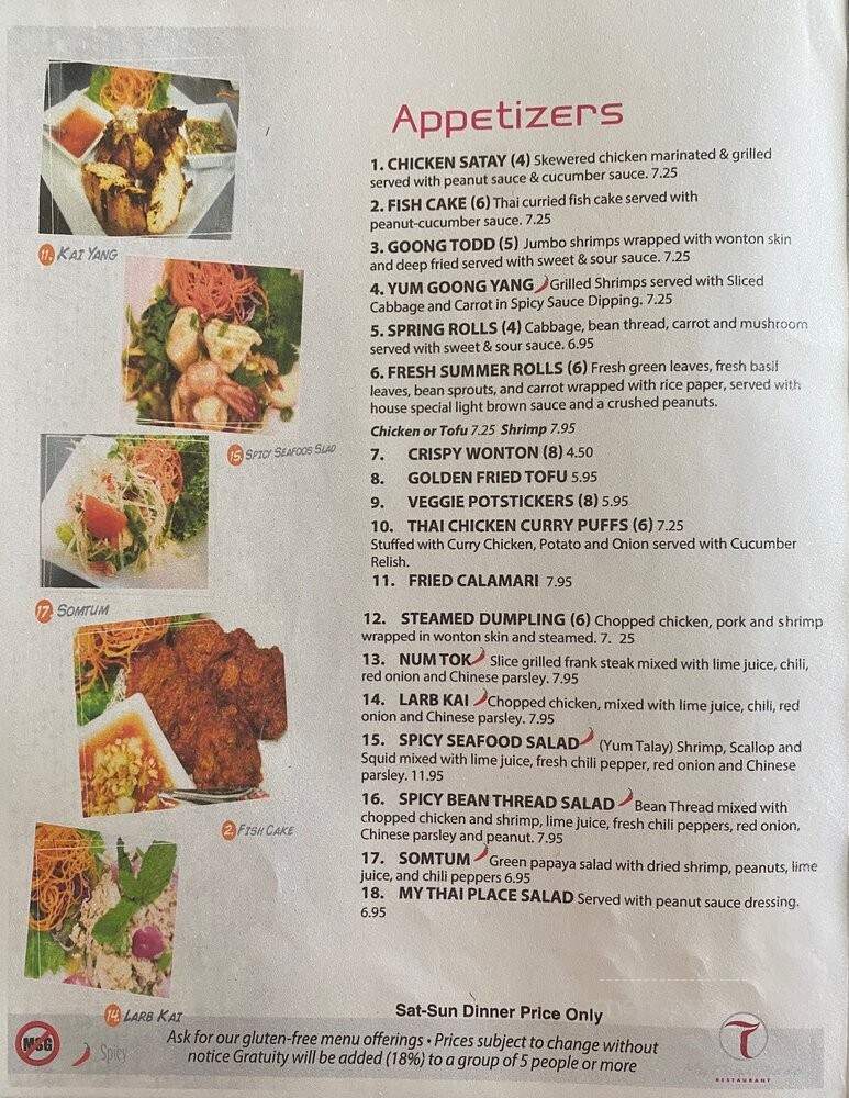 My Thai Place Restaurant - Ashburn, VA menu_pic