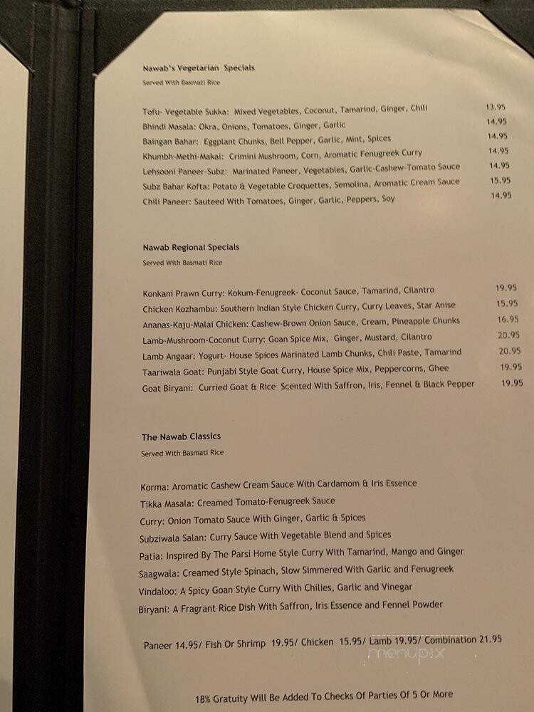 Nawab - Roanoke, VA menu_pic