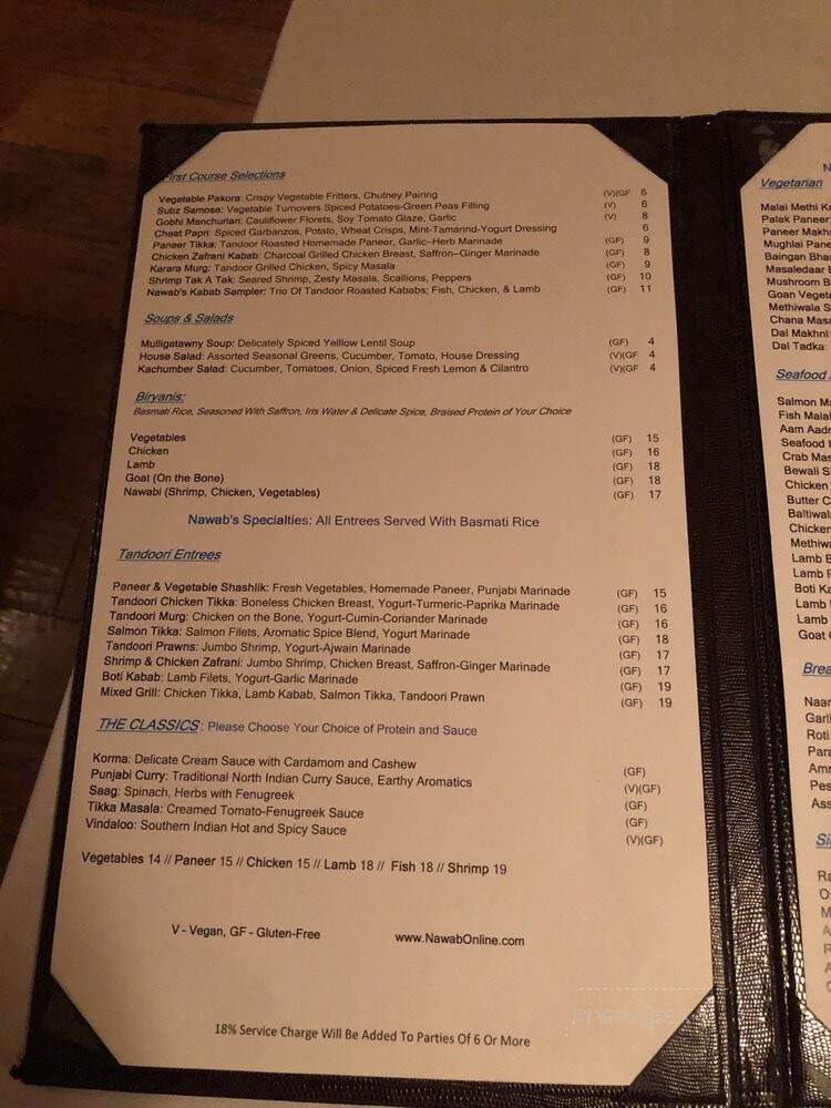 Nawab Indian Cuisine - Williamsburg, VA menu_pic