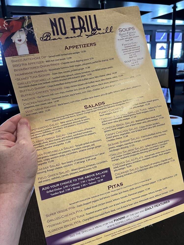 No Frill Bar & Grill - Virginia Beach, VA menu_pic