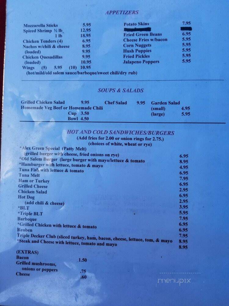 Old Salem Grill Restaurant - Marshall, VA menu_pic