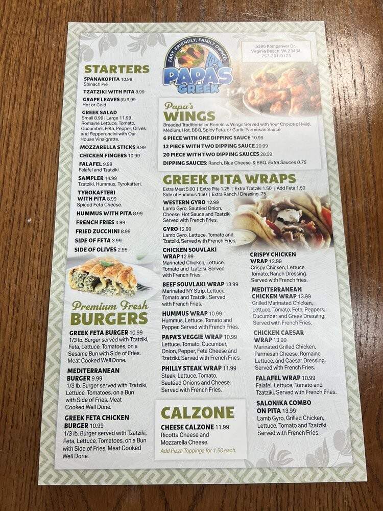 Papa's Pizza - Virginia Beach, VA menu_pic