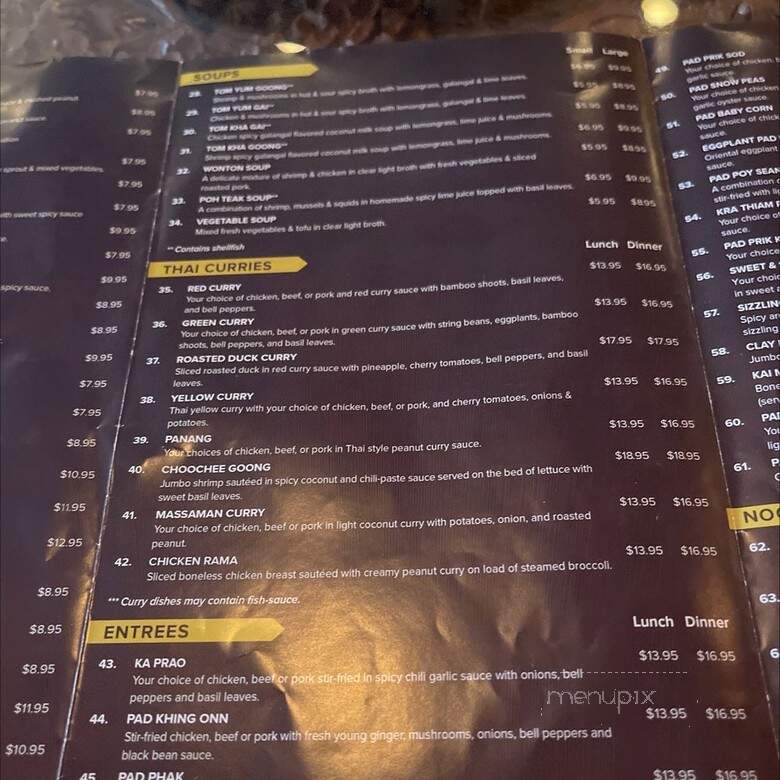 Pasara Thai Restaurant - Alexandria, VA menu_pic
