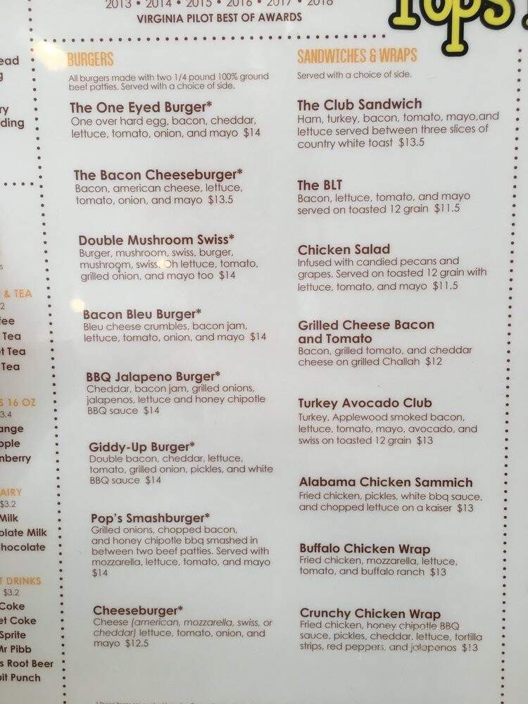Pop's Diner Co - Virginia Beach, VA menu_pic
