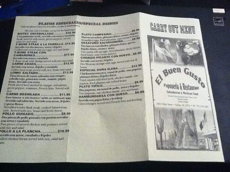 Pupuseria El Buen Gusto - Fairfax, VA menu_pic