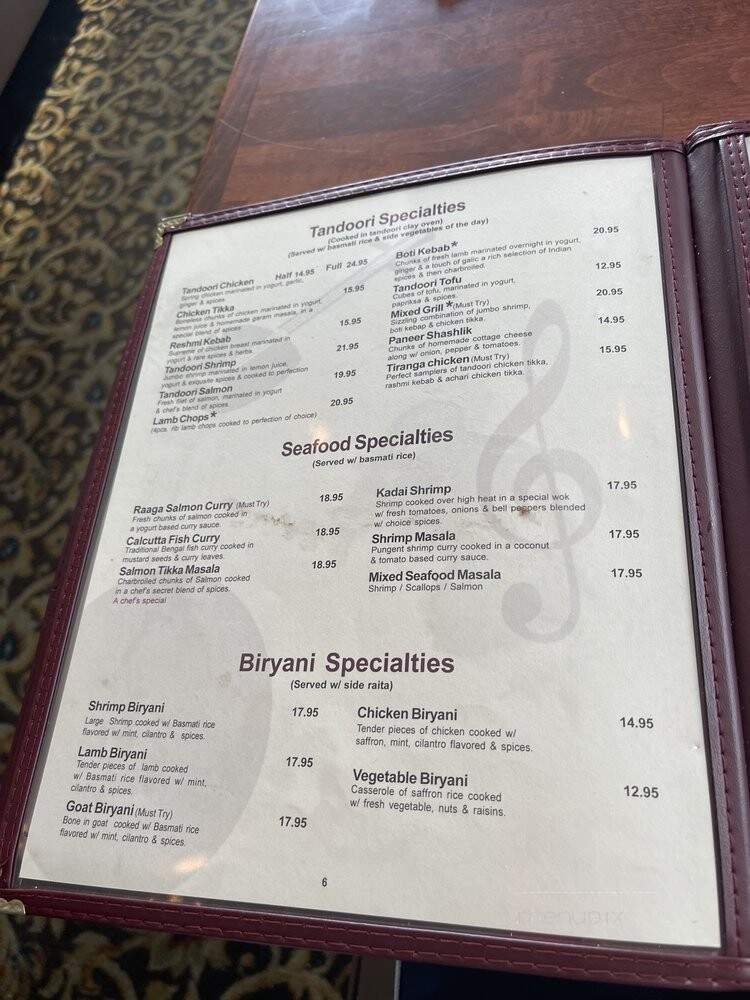 Raaga Restaurant - Falls Church, VA menu_pic