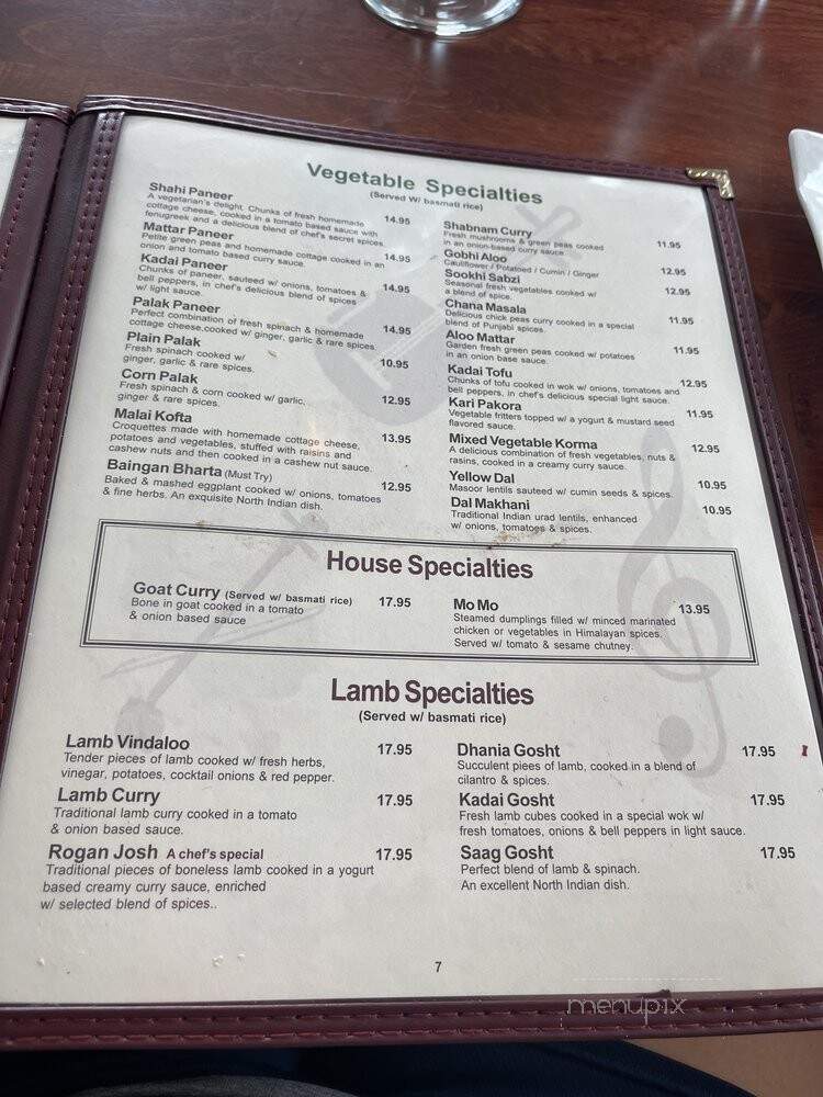 Raaga Restaurant - Falls Church, VA menu_pic