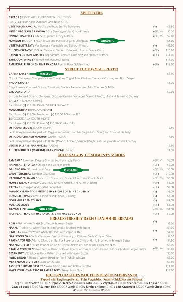 Rajput Indian Cuisine - Norfolk, VA menu_pic